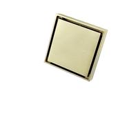 Siphon de sol pour salle de bain Drain de douche en laiton, sol salle bains, insertion carrelage, couvercle vidange Invisible, carré 10x10 CM(Yellow)