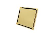 Siphon de sol pour salle de bain Drain de douche en laiton, sol salle bains, insertion carrelage, couvercle vidange Invisible, carré 10x10 CM(Gold)