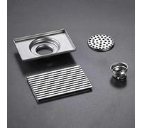 Siphon de Sol Rectangle Linéaire Anti-Odeur Drain de Déchets Acier Inoxydable Drain de Douche de Salle de Bain Capteur de Cheveux 15×10 cm