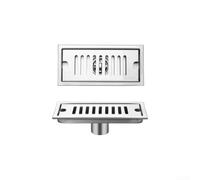 Siphon de sol rectangulaire en acier inoxydable 304 avec profil plat, filtration double couche, insert amovible, drainage rapide pour douche, salle de bain, cuisine, piscine, garage (10 cm x 20 cm)
