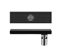Siphon de Sol rectangulaire pour Douche, Siphon de Sol avec Grille, Siphon de Douche en Acier Inoxydable, Drainage Central, 8 x 30 cm (Drainage latéral 8 x 40 cm)