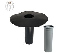 Siphon de toit plat DN 100/110 avec panier collecteur de feuilles au choix avec arc et tuyau HT, bride de bitume, gully de toit, entrée, drainage de toit (tuyau HT de 500 mm)