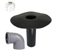 Siphon de toit plat DN 100/110 avec panier collecteur de feuilles au choix avec arc et tuyau HT, bride de bitume, gully de toit, entrée, drainage de toit (arc de 87°)