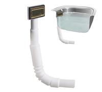 Siphon de trop-plein pour baignoire - Raccord carré - Tuyau de vidange flexible et extensible - Pour évier de cuisine - Empêche les fuites