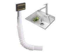 Siphon de trop-plein pour baignoire - Raccord de vidange carré de rechange - Tuyau d'évacuation extensible pour lavabo, intérieur, salle de bain