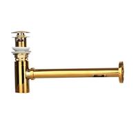 Siphon décoratif rond en P, Siphon en laiton avec bouchon et trop-plein à clapet multicolore for lavabo de 6,6 cm (2,6 pouces).(Golden)