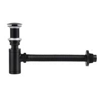 Siphon décoratif rond en P, Siphon en P for lavabo de salle de bain, siphon bouteille, bonde tubulaire en laiton avec vidage automatique, siphon de tuyau(With Hole Set 800)