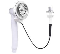 Siphon d'évier de cuisine automatique avec panier à tamis 114 mm - Siphon en acier inoxydable avec trop-plein et raccord pour lave-vaisselle - G1-1/2"