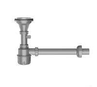 Siphon d'évier de cuisine en acier inoxydable 114 mm à montage mural, filtre amovible pour tuyau d'évacuation d'évier gris