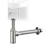 Siphon d'évier de salle de bain, siphon en acier inoxydable, tuyau flexible réglable en hauteur pour lavabo