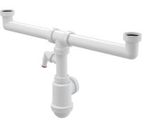 Siphon d'évier double Alcadrain avec un écrou 6/4" et un raccord pour appareil