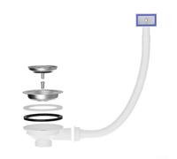 Siphon d'évier en acier inoxydable 304 pour évier de cuisine, siphon blanc avec trop-plein pour cuisine (114 mm)