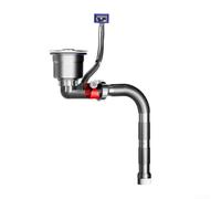 Siphon d'évier en acier inoxydable à double cuve avec neutralisation des odeurs pour double évier de cuisine, ensemble complet de raccords de tuyauterie de plomberie, gris (cage 110)