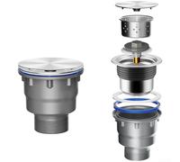 Siphon d'évier en acier inoxydable avec joint d'étanchéité pour évier de cuisine, bol et plomberie (110 mm)