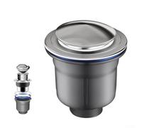 Siphon d'évier en acier inoxydable, double cuve avec contrôle des odeurs, PP et siphon gris métal, compatible avec les éviers standard, débit amélioré, configuration sans outil (cage 110)