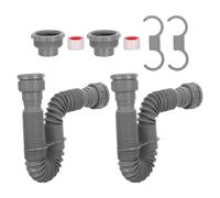 Siphon D'évier Extensible Flexible à Double Filetage Interne 80 CM | Kit Support et Adaptateur, Plastique, pour Bac à Shampoing et Travaux de Plomberie