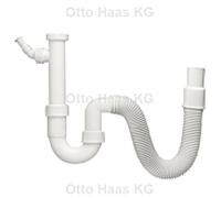 Siphon d'évier HAAS 2805 DN40/50, 1 1/2", avec tuyau flexible et raccord d'appareil, polypropylène, blanc