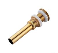 Siphon d'évier mural doré de 30 cm de longueur réglable (tuyau) | Construction en cuivre pur, finition dorée, trou de trop-plein, support mural, durabilité durable