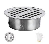 Siphon Douche en Acier Inoxydable, Crapaudine de Gouttière Extérieure | Grille Evacuation Anti-Blocage, Couvercle Rond Amovible pour Toit, Balcon et Caniveau Extérieur(150mm/5.9in)