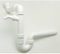 Siphon économiseur d'espace avec raccord 1 1/2" avec raccord de 40 mm pour évier de cuisine