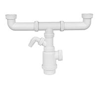 Siphon - EDM - Double Bouteille Extensible - Prise Lave-Vaisselle - Plastique PVC - Évier