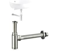 Siphon en P en acier inoxydable - Hauteur réglable - Tuyau d'évacuation flexible pour salle de bain