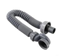 Siphon en P flexible à profil bas pour baignoire et douche, tuyau de vidange en polypropylène gris de 90 cm avec design réglable, joint d'étanchéité anti-fuite pour baignoires autoportantes et