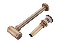 Siphon en P rond laiton for salle de bain, kit siphon réglable for lavabo avec bonde escamotable pour Eviers(No Overflow Drain)