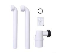 Siphon en plastique blanc G1-1/4" avec joint d'eau de 70 mm de profondeur pour évier de salle de bain compact design gain de place Siphon bouteille réglable (90°)