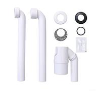 Siphon en plastique blanc G1-1/4" avec joint d'eau de 70 mm de profondeur pour évier de salle de bain compact design gain de place Siphon bouteille réglable (45°)