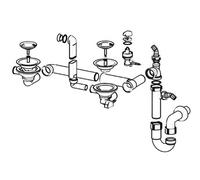 Siphon et bonde avec bouchon-chaînette D70 pour évier 2 cuves - - 112.0081.812