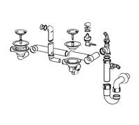 Siphon et bonde avec bouchon-chaînette D70 pour évier 2 cuves - - 112.0081.812