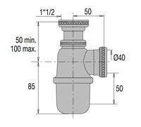 Siphon evier réglable sortie D40 laiton chromé - - 36720000900