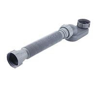 Siphon flexible à profil bas de 1 1/2 P pour baignoire et douche - Gris - Tuyau de vidange en ABS - Siphon plat sur pied pour baignoire