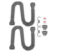 Siphon Flexible D’évier à Double Filetage, Tube Extensible 80 CM | Kit Salle de Bain et Évier, Plastique, Support et Adaptateur, Installation Polyvalente
