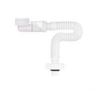 Siphon flexible réglable pour économiser de l'espace G1-1/4 Tuyau d'évacuation des eaux usées pour lavabo et évier Joint anti-odeurs PP blanc