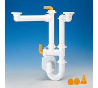 Siphon gain de place pour évier à deux vasques Lyre espace 2