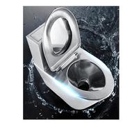 Siphon haute efficacité double chasse d'eau WC en acier inoxydable 304 avec réservoir d'eau, bidet, siège de toilette, déodorant et toilette monobloc économiseur d'eau (noir, drainage du sol)