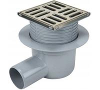 Siphon - Kessel - P52490 - Grille 100x100 mm - Inox - Sortie latérale 50 mm