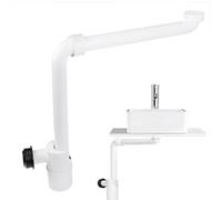 Siphon lavabo extra plat 32 mm, siphon gain de place orientable 360° avec clapet anti-odeur, kit bonde et tuyau d'évacuation pour salle de bains, muezzin réglable