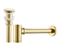 Siphon Lavabo Kit de bonde lavabo en laiton avec siphon et tuyau d'évacuation(Golden B)