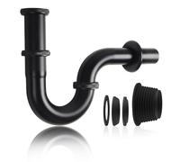 Siphon Lavabo - Syphon Universel Salle de Bain Lavabo 1 1/4" x 32 mm, Tuyau d'évacuation en Acier Inoxydable pour Salle de Bain et évier de Cuisine - Noir