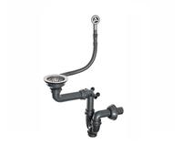 Siphon manuel pour évier de cuisine bonde bonde trop-plein bonde pop-up pour 1 bac (argent)