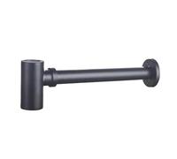 Siphon rond en laiton avec bonde escamotable, kit de tube vidange for siphon lavabo, hauteur réglable(Without Pop-up)