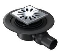 Siphon sortie horizontale DN 50 - Grill carré - Siphon à écoulement horizontal avec grille en inox carré 115 x 115 mm DN 50