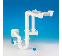 Siphon Spazio 2 New Pour éviers à deux bacs avec Glu-Glu Stop Domestico Tee anti-bruit pour silencer l'évacuation du lave-vaisselle/lave-linge
