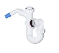 Siphon télescopique réglable en P avec buse pivotante - Bonde d'évier de 40 mm avec buse de lave-vaisselle à 135 degrés et kit de vidage universel de 40 mm - Joint d'étanchéité de 75 mm