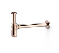 Siphon télescopique type bouteille avec bouchon de visite pour lavabo Or Rose 24K - TRES 03463430OP