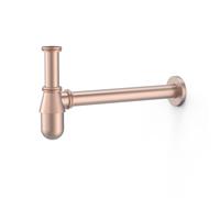 Siphon télescopique type bouteille avec bouchon de visite pour lavabo Or Rose Mat 24K - TRES 03463430OPM