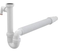 Siphon tubulaire Alcadrain avec un écrou-raccord 6/4", un raccord pour appareil et une sortie flexible